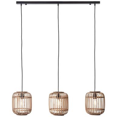 Suspension 3 lampes design Brilliant Wiley Beige Bambou 93778/20