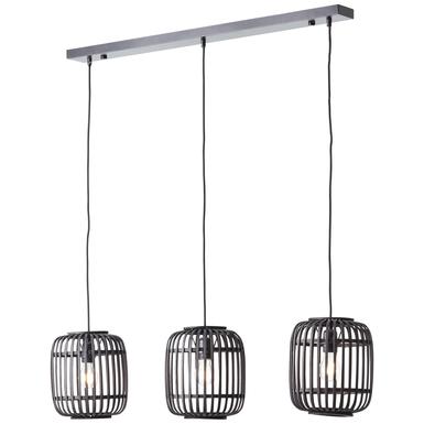Suspension 3 lampes design Brilliant Woodrow Noir Bambou 93778/76