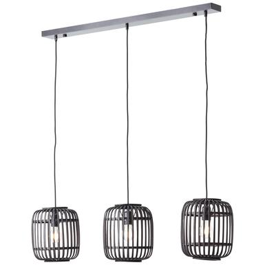 Suspension 3 lampes design Brilliant Woodrow Noir Bambou 93778/76