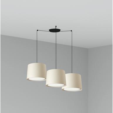 Suspension 3 lampes design Faro Conga Beige Métal - Tissus 64314-55-3L
