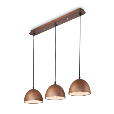 Suspension 3 lampes design Ideal lux Folk Rouille Métal 174235