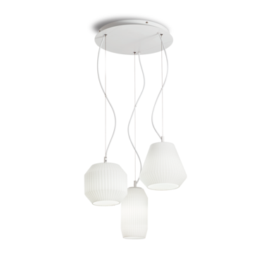 Suspension 3 lampes design Ideal lux Origami Blanc Métal 198095