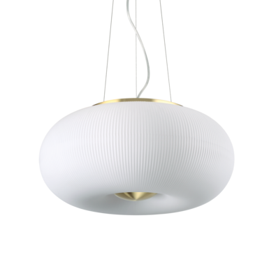 Suspension 3 lampes design Ideal lux Arizona Laiton Verre 214474