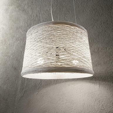 Suspension 3 lampes design Ideal lux Basket Chrome Métal 082509