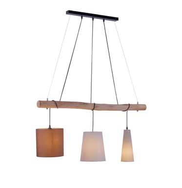 Suspension 3 lampes design Leuchten Direkt Damian Marron Bois 15460-23