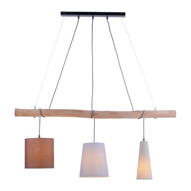 Suspension 3 lampes design Leuchten Direkt Damian Marron Bois 15460-23