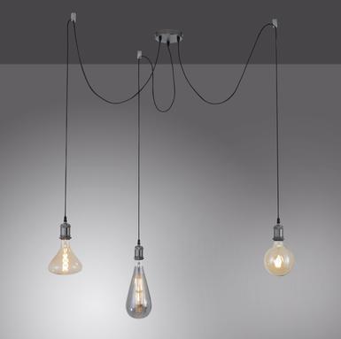 Suspension 3 lampes design Leuchten Direkt Diy Noir Métal 13571-18