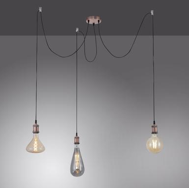 Suspension 3 lampes design Leuchten Direkt Diy Cuivre Métal 13571-20