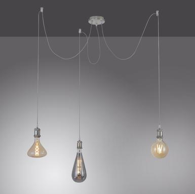 Suspension 3 lampes design Leuchten Direkt Diy Gris Métal 13571-55