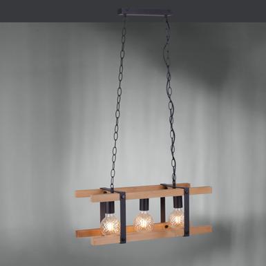 Suspension 3 lampes design Leuchten Direkt Edith Beige Bois 15683-79