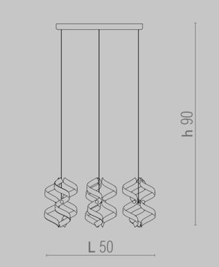 Suspension 3 lampes design Metal Lux Astro Chrome Verre 206.503.15