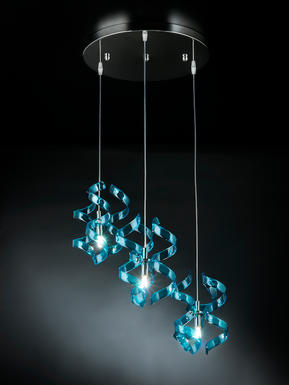 Suspension 3 lampes design Metal Lux Astro Chrome Verre 206.513.08