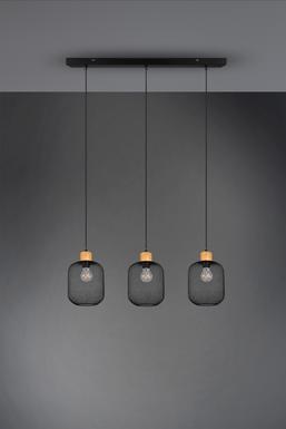 Suspension 3 lampes design Trio Calimero Noir Métal R30563032