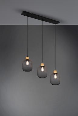 Suspension 3 lampes design Trio Calimero Noir Métal R30563032