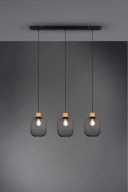 Suspension 3 lampes design Trio Calimero Noir Métal R30563032