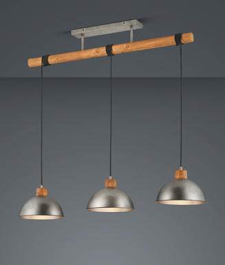 Suspension 3 lampes design Trio Delhi Gris Métal 303400367