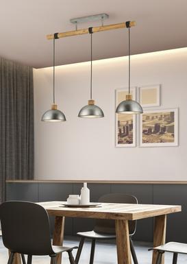 Suspension 3 lampes design Trio Delhi Gris Métal 303400367