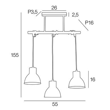 Suspension 3 lumières design Corep Dock Noir Métal 656692