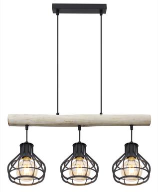 Suspension 3 lumières design Globo Clastra Noir Métal 15388-3H