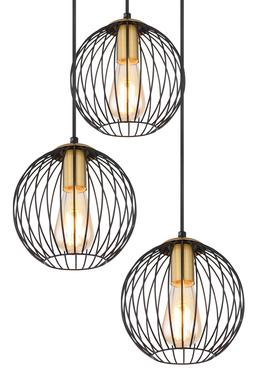 Suspension 3 lumières design Globo Eusebius Noir Métal 15589-3H