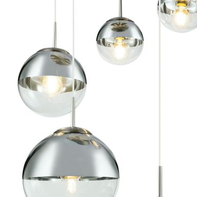 Suspension 5 lumières design Globo Varus Gris Métal 15851-5