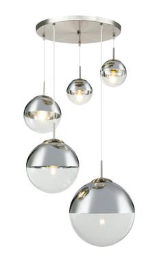 Suspension 5 lumières design Globo Varus Gris Métal 15851-5