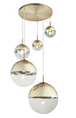 Suspension 5 lumières design Globo Varus Or Métal 15855-5