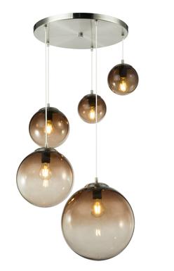 Suspension 5 lumières design Globo Varus Chrome Métal 15861-5