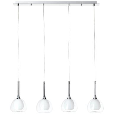 Suspension 4 lampes design Brilliant Hadan Chrome Métal - Verre 85574/15