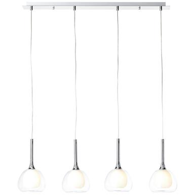 Suspension 4 lampes design Brilliant Hadan Chrome Métal - Verre 85574/15