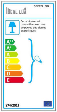 Suspension 4 lampes design Ideal lux Gretel 122557