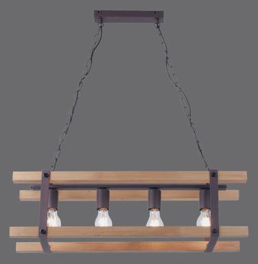 Suspension 4 lampes design Leuchten Direkt Edith Beige Bois 15684-79