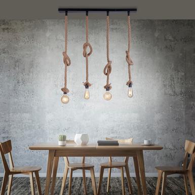 Suspension 4 lampes design Leuchten Direkt Rope Noir Corde 15487-18