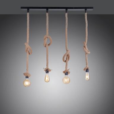 Suspension 4 lampes design Leuchten Direkt Rope Noir Corde 15487-18