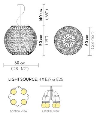 Suspension 4 lampes design Slamp Charlotte Blanc Technopolymère CHR88SOSG000W_000