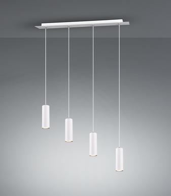 Suspension 4 lampes design Trio Marley Blanc Métal 312400401