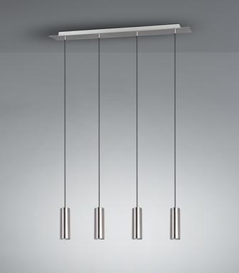 Suspension 4 lampes design Trio Marley Gris Métal 312400407