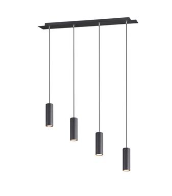 Suspension 4 lampes design Trio Marley Noir Métal 312400432