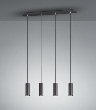 Suspension 4 lampes design Trio Marley Noir Métal 312400432