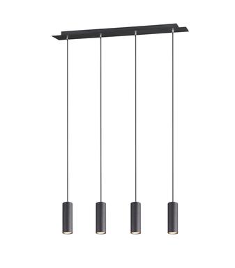 Suspension 4 lampes design Trio Marley Noir Métal 312400432