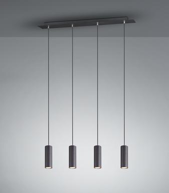 Suspension 4 lampes design Trio Marley Noir Métal 312400432