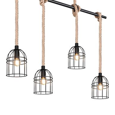 Suspension 4 lampes design Trio Wodan Noir Métal R30444032