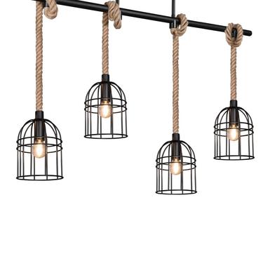 Suspension 4 lampes design Trio Wodan Noir Métal R60444032