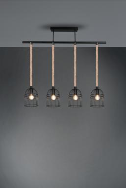 Suspension 4 lampes design Trio Wodan Noir Métal R60444032