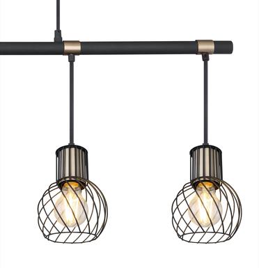 Suspension 4 lumières design Globo Argusto Noir Métal 54013-4H