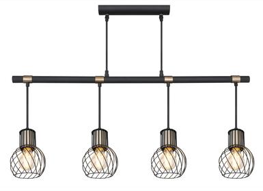 Suspension 4 lumières design Globo Argusto Noir Métal 54013-4H