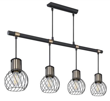 Suspension 4 lumières design Globo Argusto Noir Métal 54013-4H