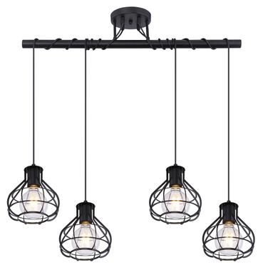 Suspension 4 lumières design Globo Clastra Noir Métal 15388-4D