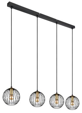 Suspension 4 lumières design Globo Eusebius Noir Métal 15589-4H