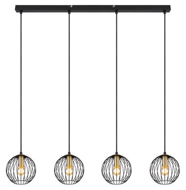 Suspension 4 lumières design Globo Eusebius Noir Métal 15589-4H